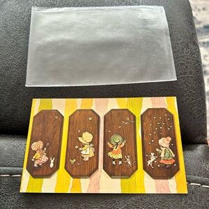 Vtg Wee World Plaques- "Spring 'n Summer" (Pair), Fall ‘n Winter (Pair) Postcard